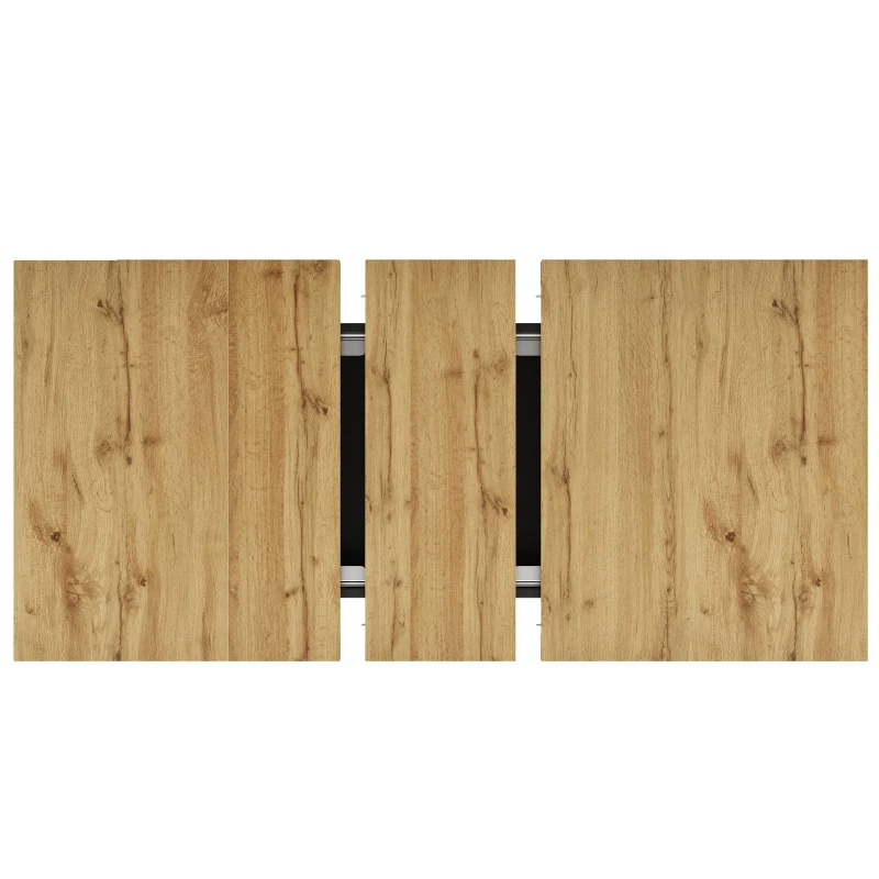 Telescopic Table with App-Controlled LED Lighting and USB Port, Extendable Dining Table for 4-6 People, 110-140L x 80W x 76H cm, Black