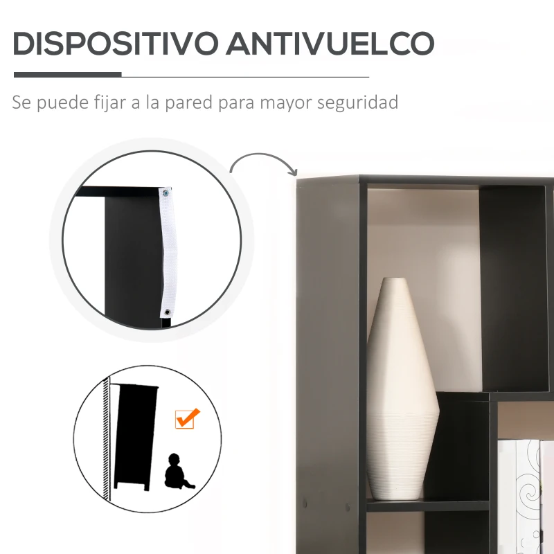 HOMCOM Estantería Moderna Biblioteca Estrecha con 8 Estantes Librería para Salón Dormitorio Estudio 70x24x178 cm Negro