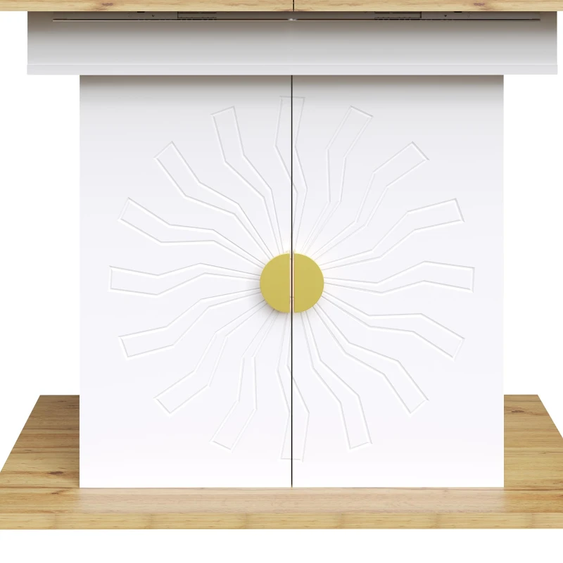 Extendable Dining Table with Leaf and Built-In Storage Shelves, Versatile Centrepiece for Open-Plan Areas, 110-140L x 70W x 76H cm, Wood