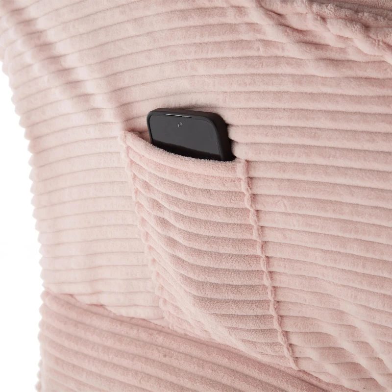 Lounge-Sessel mit Hocker, Armlehnen und einer Seitentasche, Flanellbezug, 69.9x64.0x95.0 cm, Rosa