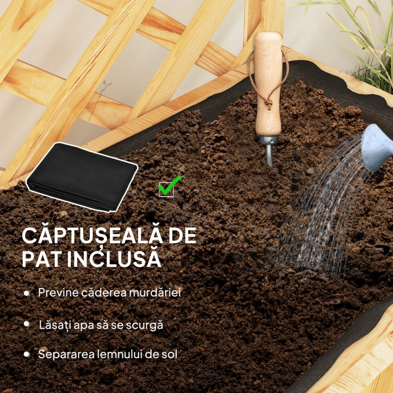 Outsunny Jardinieră cu Spalier pentru Plante Cățărătoare, Orificii de Drenaj și 2 Rafturi, din Lemn de Molid, 76x33x177 cm