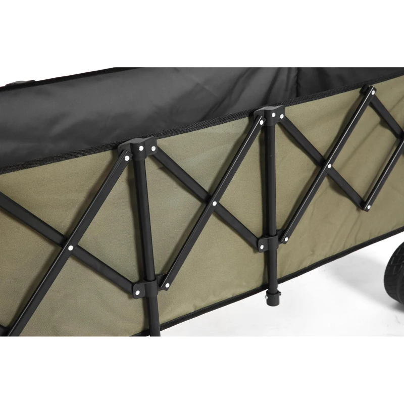 Faltbarer erweiterbarer Bollerwagen, mit viel Stauraum, 136x54x60 cm, Armeegrün