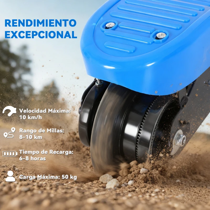 HOMCOM Patinete Eléctrico Plegable para Niños y Adolescentes de +7 Años con Manillar Ajustable en Altura 78x37x87-95 cm Azul