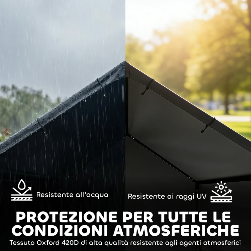 PawHut Cuccia per Cani Taglia Piccola, Media e Grande da Esterno in Tessuto Oxford, 125x110x93 cm, Nero