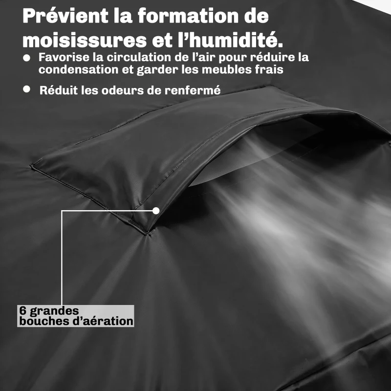 Outsunny Ensemble de 4 Housses Salon de Jardin Imperméables 420D Tissu Oxford, 6 Évents et Sac de Rangement, 142x80x77cm, Noir