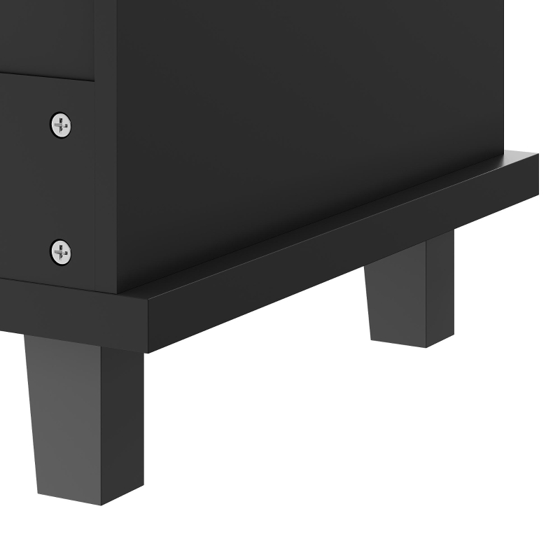 Modern Dining Trolley with Drawers, Cupboards and Open Shelving, Mobile Kitchen Cart with Wooden Worktop, 129L x 46W x 92H cm, Black