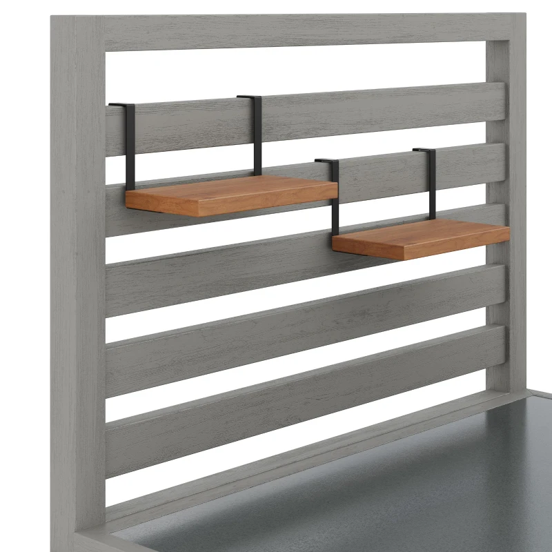 Weatherproof Garden Cabinet with Stainless‑Steel Worktop, Versatile Grilling Station for Patio and Balcony, 80L x 51W x 148.5H cm, Natural