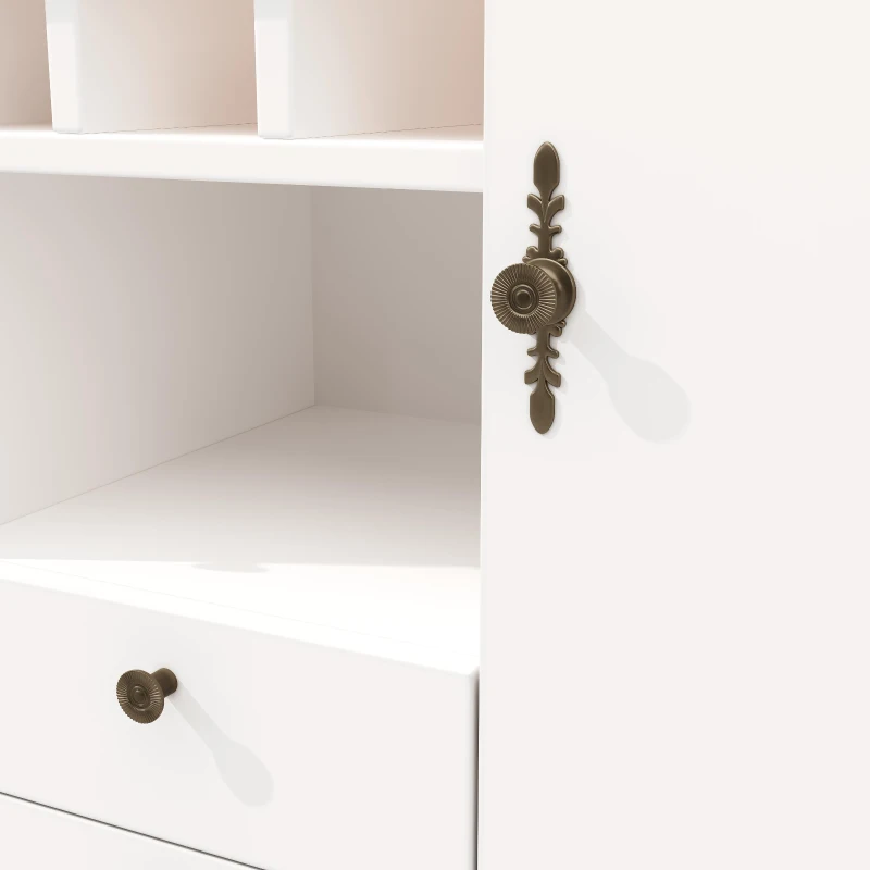 Extendable Bar Table with Smart Pull-Out System, Multifunctional Sideboard with Adjustable Compartments, 120-180L x 40W x 76H cm, White