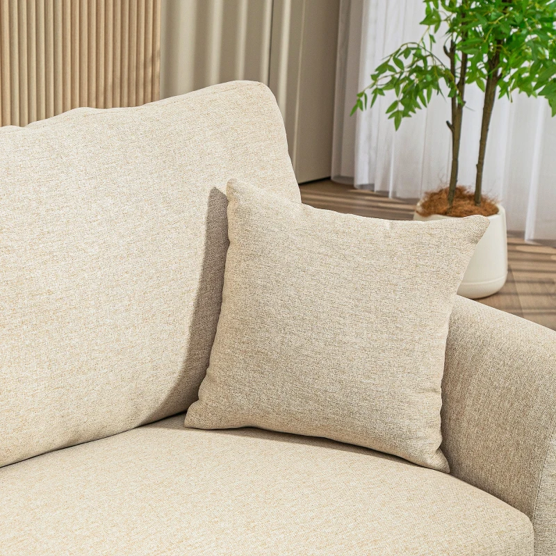 HOMCOM Sofa 2-osobowe, tapicerka lniana, metalowe nogi, poduszki