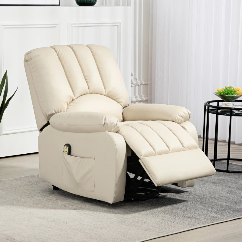 HOMCOM Fauteuil relax inclinable électrique releveur avec repose-pied et télécommande 86 x 92 x 102 cm Beige