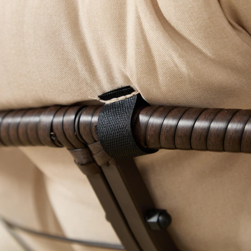 Poltrona Papasan, girevole a 360°, cuscino spesso, struttura in acciaio, 92x92x67 cm, Beige