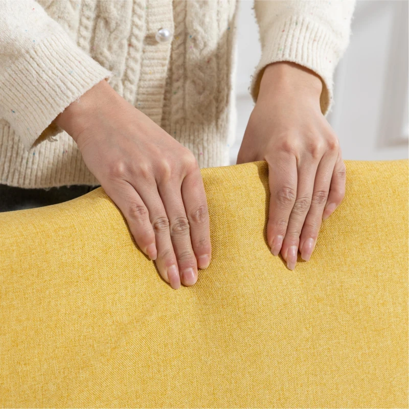 HOMCOM Sofá Cama de 2 Plazas Plegable Sofá Cama Tapizado en Lino con Respaldo Ajustable 5 Posiciones 2 Almohadas Amarillo