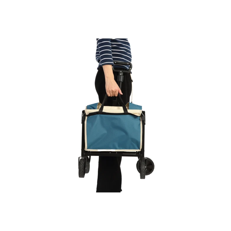 Faltbarer Strand- und Gartenwagen, für Camping, Einkaufen, 66 x 41 x 44,5 cm, Blau