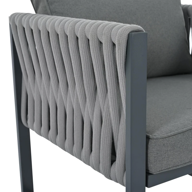 Stylish Garden Furniture Set with Galvanised Metal Frame, Comfortable Garden Sofa Set for 5 People, 167L x 61W x 63H, Gray