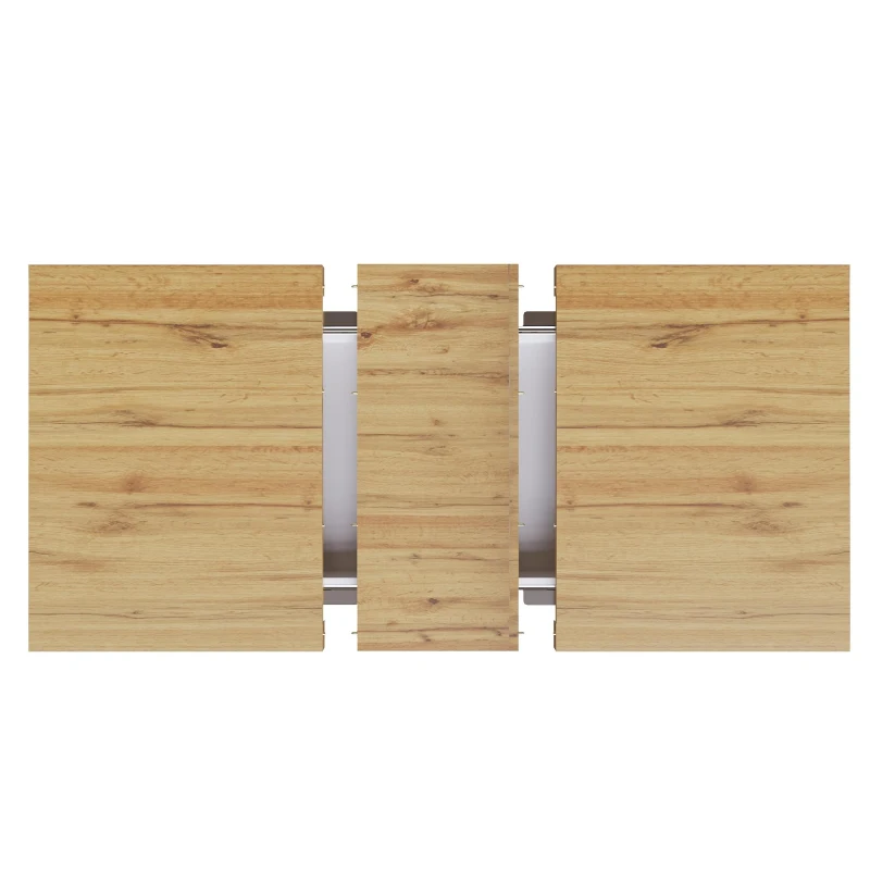 Extendable Dining Table with Leaf and Built-In Storage Shelves, Versatile Centrepiece for Open-Plan Areas, 110-140L x 70W x 76H cm, Wood