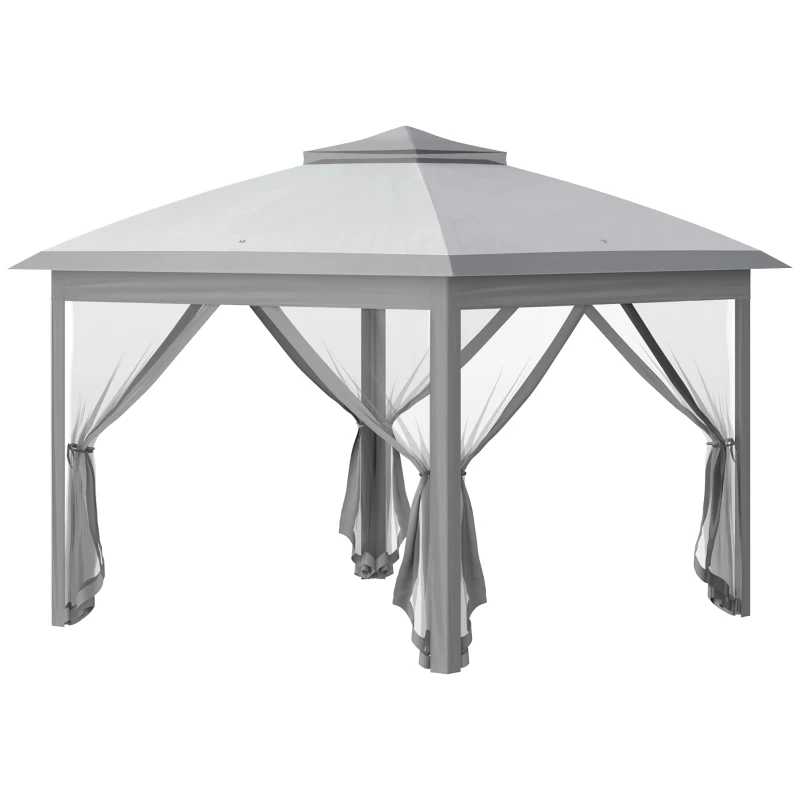 Outsunny Tonnelle 3 x 3 m barnum de jardin Pop-up tente pliant double toit 4 moustiquaires zippées amovibles + sac de transport