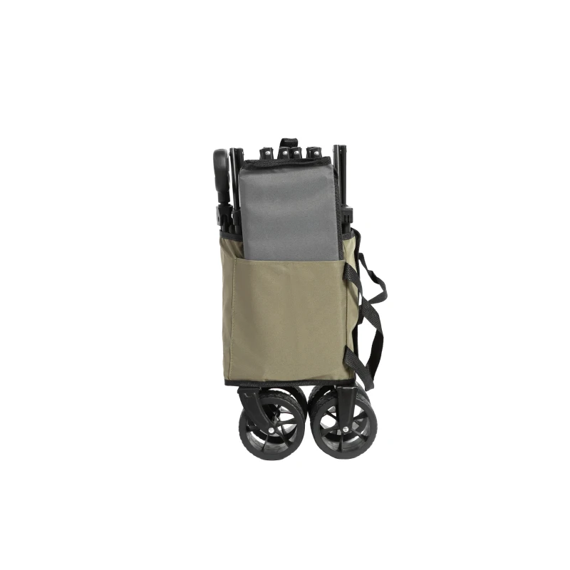 Faltbarer Bollerwagen, für Camping, Einkaufen, 77 x 48 x 45 cm, Armeegrün