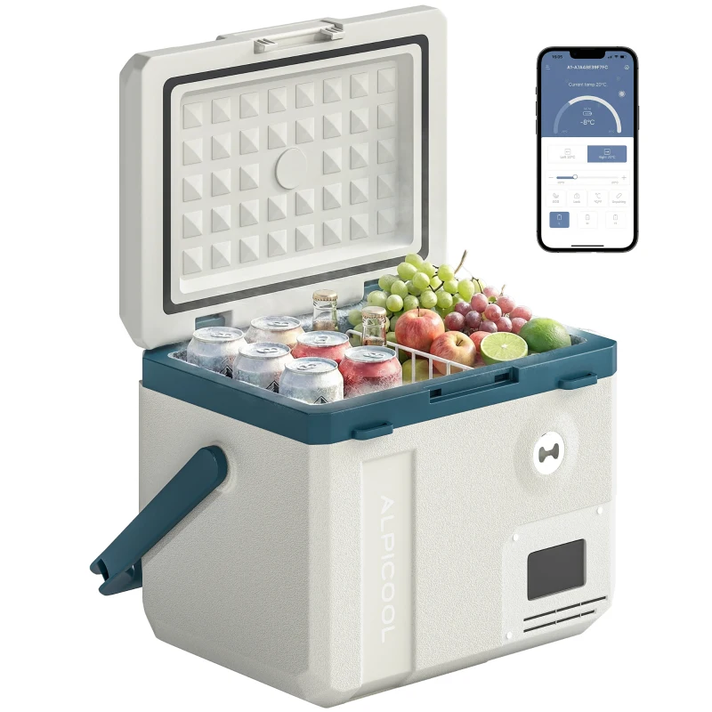 Outsunny Frigorifero Portatile per Auto da 19L con Compressore e Controllo App, 47x36.7x37 cm, Bianco