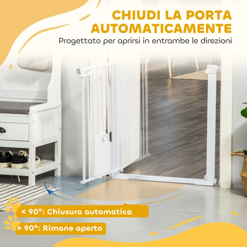 PawHut Cancellino per Cani Regolabile con Porta Piccola e Chiusura Automatica, 75-103x76cm, Bianco