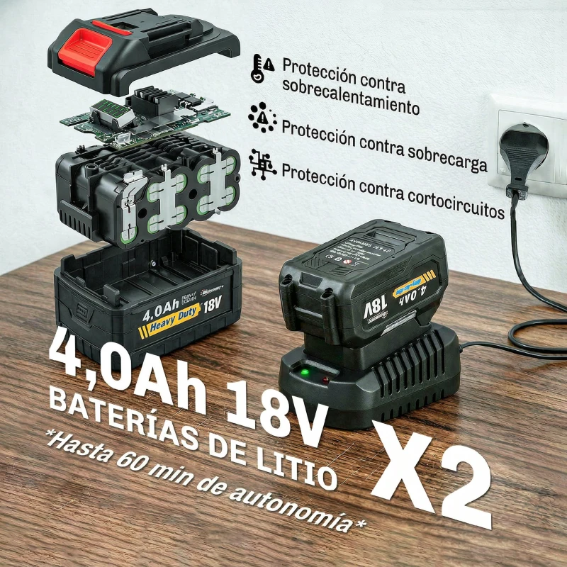 Outsunny Soplador de Hojas Sin Cable 18V con 2 Baterías de 4.0Ah y Cargador Motor sin Escobillas 600W 3 Velocidades Negro