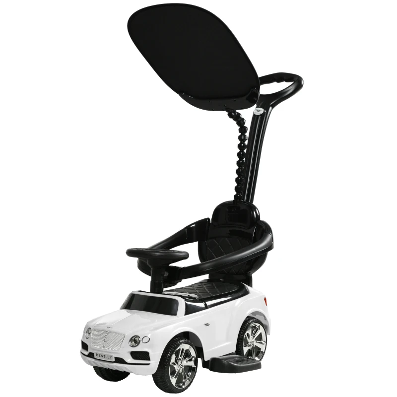 AIYAPLAY Rutschauto 3-in-1 z daszkiem, białe, z rączką do pchania