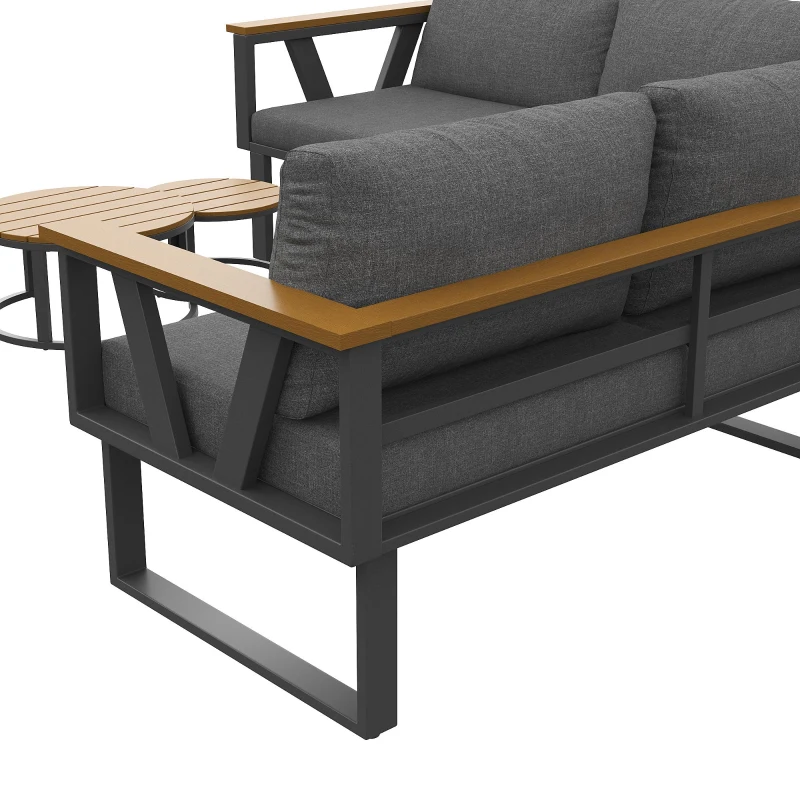 Stylish Modular Garden Sofa Set with Washable 9 cm Cushions, Versatile Garden Furniture Set for 6-7 Seater, 177L x 177W x 79H cm, Gray