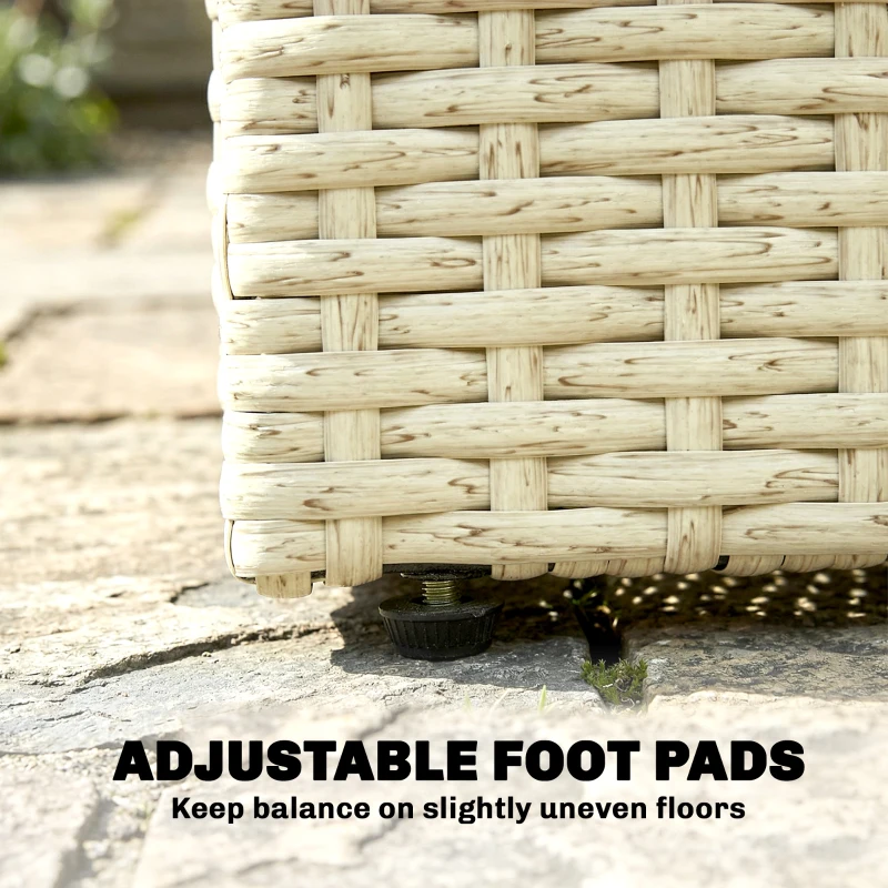 Outsunny Podwyższona grządka z kratką w stylu rattanu donica na rośliny pnące do ogrodu, na balkon, 80 x 30 x 163 cm, beżowa