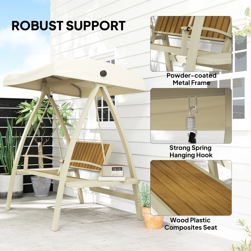 Huśtawka ogrodowa 2-osobowa, z regulowanym daszkiem, stalowa