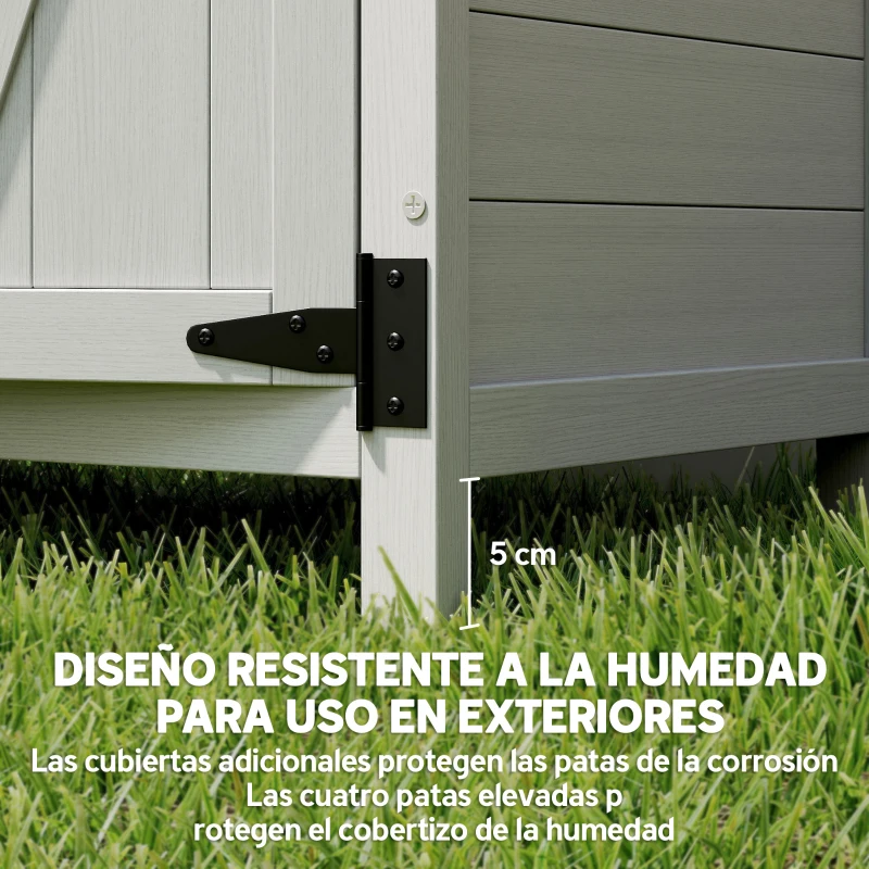 Outsunny Caseta de Jardín de Madera 75x40x90 cm Armario para Almacenaje de Herramientas con 4 Estantes 2 Puertas Gris