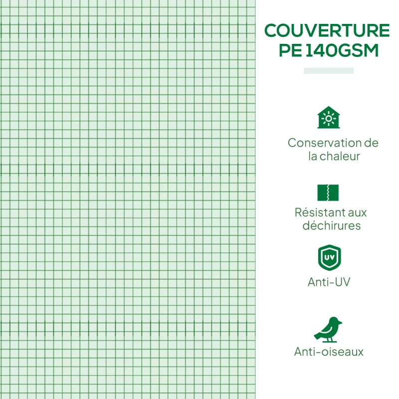 Outsunny Mini Serre de Jardin mini serre tunnel à tomates 200 x 80 x 45 cm Acier PE Anti-UV 4 portes en filet enroulables vert