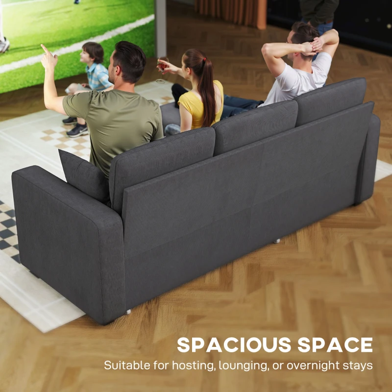 HOMCOM Sofa z funkcją spania, narożnik L z miejscem do spania, przechowywaniem i poduszkami, do salonu, pokoju gościnnego, szara