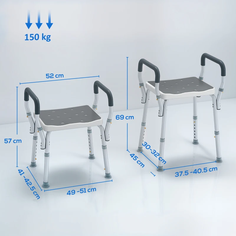 HOMCOM 57-69cm Aluminium Frame Bath Seat