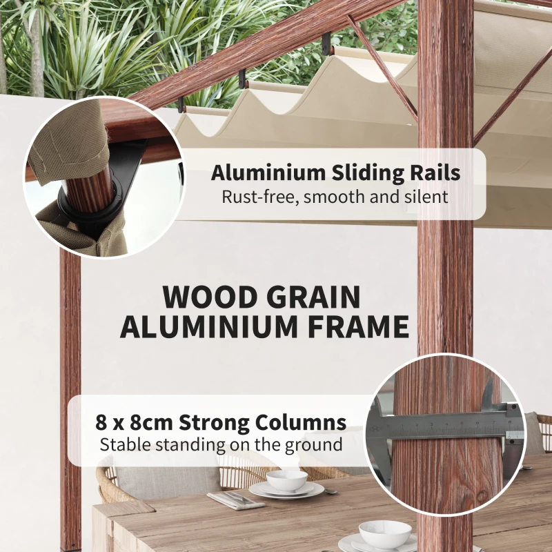 Outsunny Pergola 3x4m z magnesowym dachem, altana ogrodowa