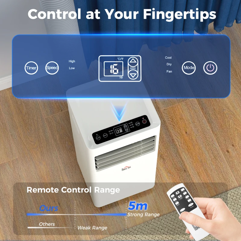 HOMCOM Portable Air Conditioner 9000 BTU, Air Conditioning Unit with Digital Display for Room up to 28㎡