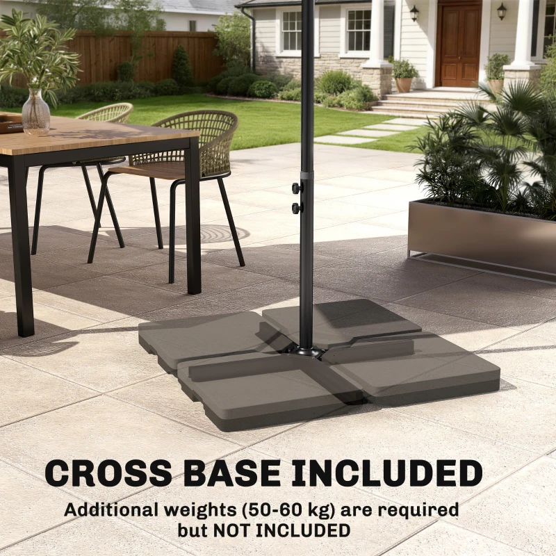 Outsunny 3m Square Canopy Cantilever Parasol, with Cross Base - Beige