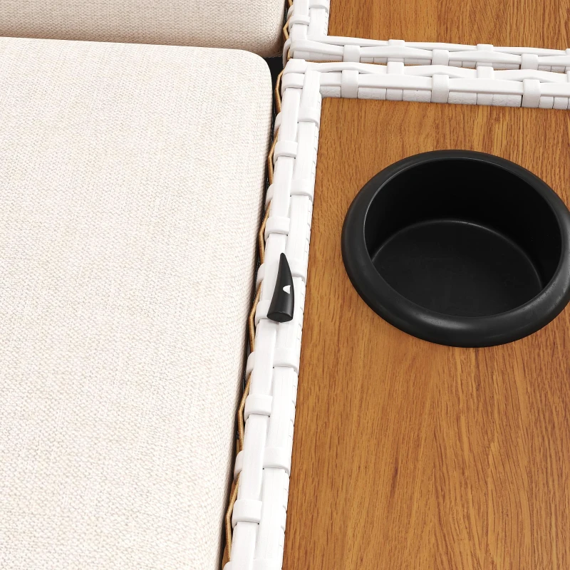 Outdoor Wicker Double Chaise Lounge with Openable Adjustable Canopy, Modern Garden Furniture Set for Patio, 160L x 192W x 137H cm, Beige