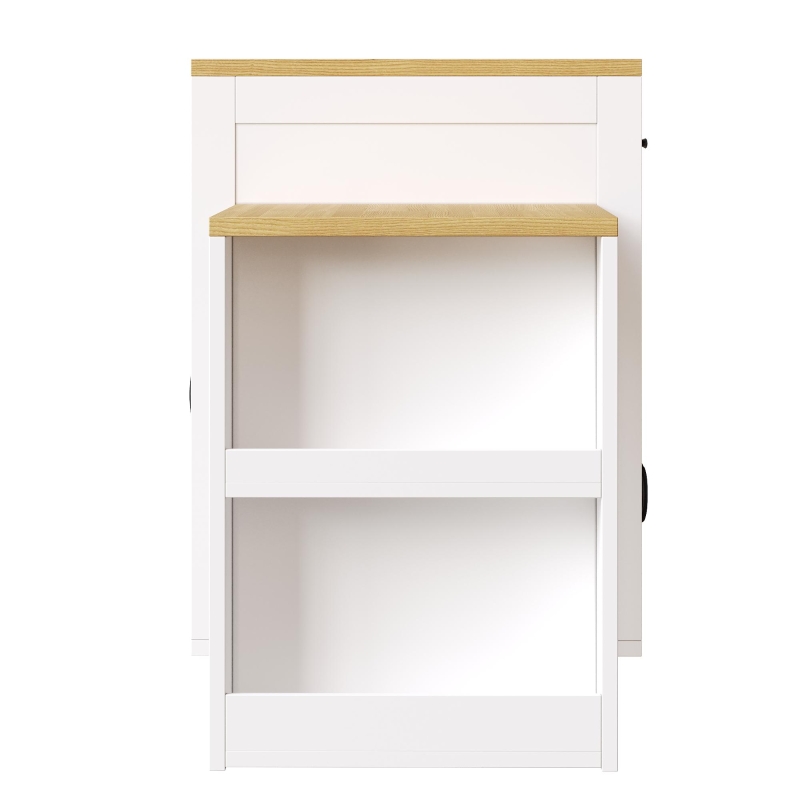 Extendable Kitchen Island with Built-In Wine Rack, Multifunctional Storage Cabinet with Dining Table, 141-193.5L x 70W x 101.5H cm, White