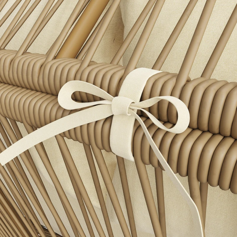 Elegant Garden Rocking Chair with Smooth Motion, Comfortable Hanging Chair with Thick Cushions, 145L x 85W x 143H cm, Beige