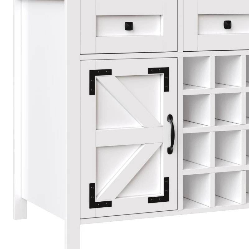 Tall Kitchen Cabinet with Integrated 2 AC + 2 USB Power Strip, Modern Sideboard with 4 Doors & 3 Drawers, 120L x 40W x 170H cm, White