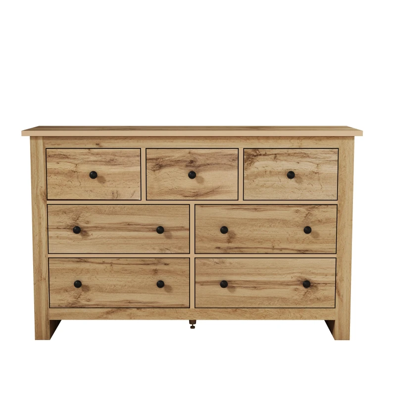 Modern Vintage Storage Cabinet with 7 Drawers, Versatile Sideboard for Living Room, Bedroom & Hallway, 152L x 40W x 88.5H cm, Wood
