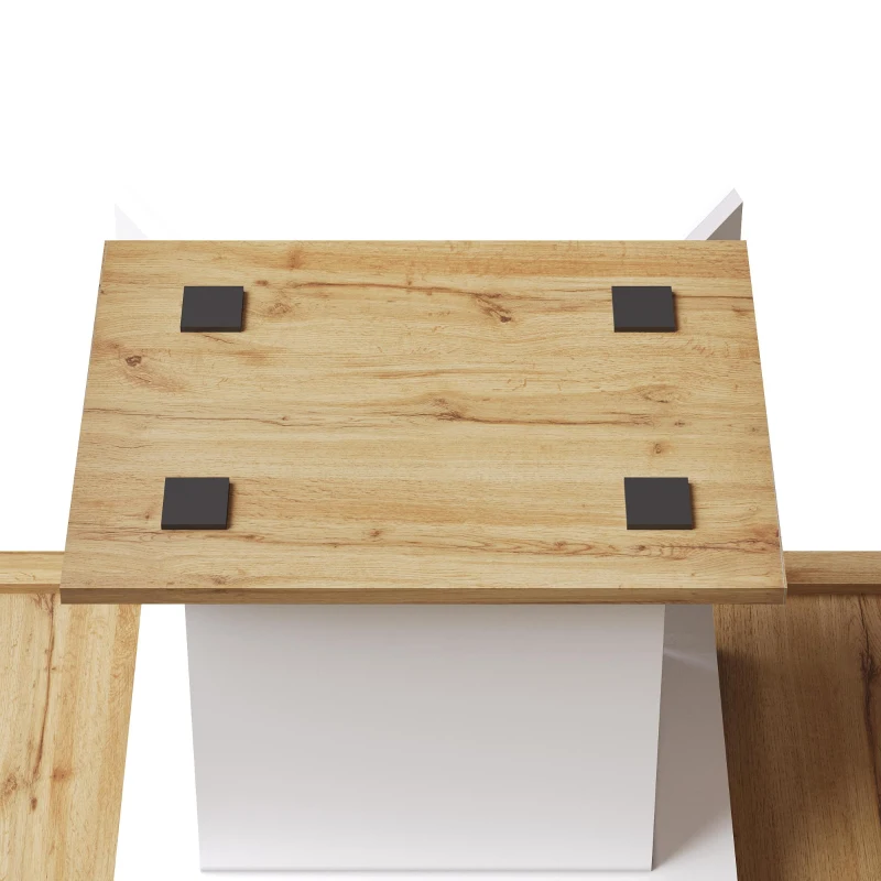 Extendable Dining Table with Telescopic 2-Sided Extension, Space-Saving Table for 4-6 People, 110-140L x 80W x 75H cm, White