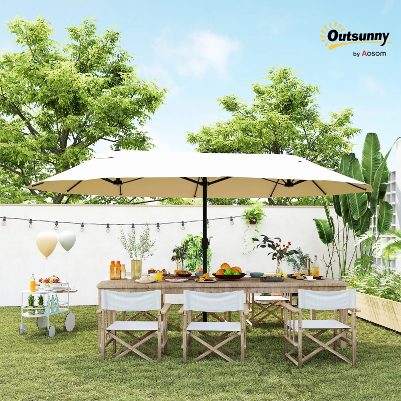 Outsunny 4.6m Double Garden Parasol - Beige