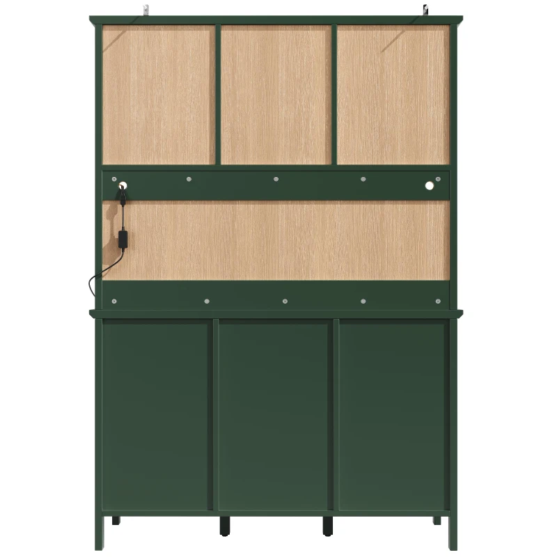 Smart Storage Cabinet with 4 Doors & 3 Drawers, Tall Sideboard with App-Controlled USB LED Lighting, 120L x 40W x 179H cm, Green