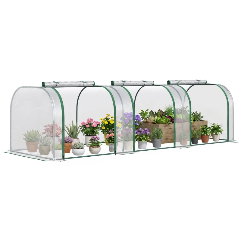 Outsunny Estufa para Jardim Estufa Pequena para Cultivo de Plantas com 3 Janelas 295x100x80 cm 3 Transparente e Verde