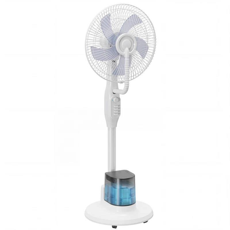 HOMCOM Ventoinha Nebulizadora 90W Oscilação de 70° 3 Velocidades 5 Pás Depósito de Água de 3,5L 5 Rodas 45x40x128 cm Branco