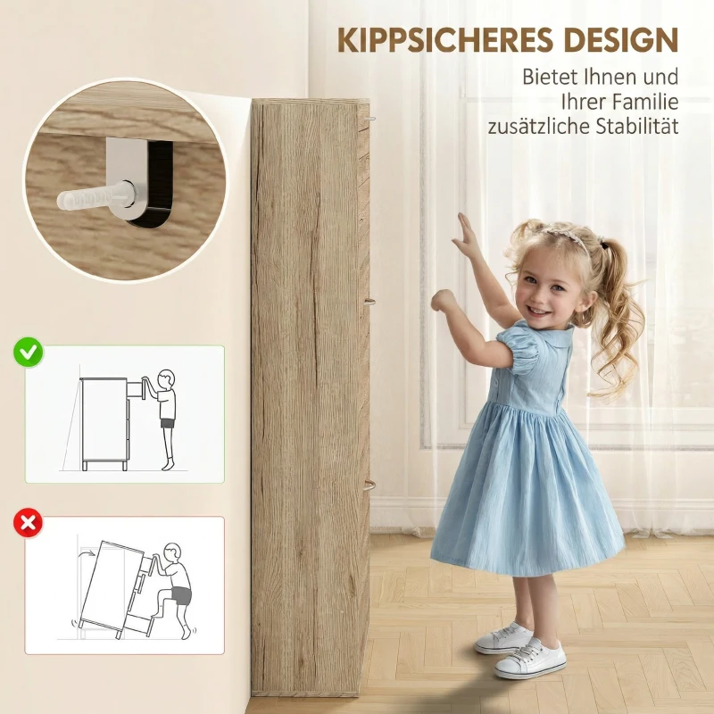 HOMCOM Zapatero Estrecho con 3 Puertas Abatibles Zapatero Entrada Recibidor Estantes Ajustables para 12 Pares de Zapatos Roble