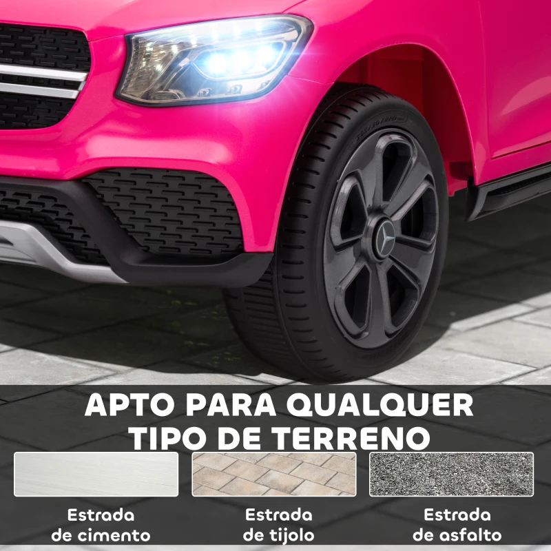 AIYAPLAY Carro Elétrico para Crianças Mercedes-Benz GLC Coupé 12V Controlo Remoto 2,4 G Motor Duplo MP3 Rosa