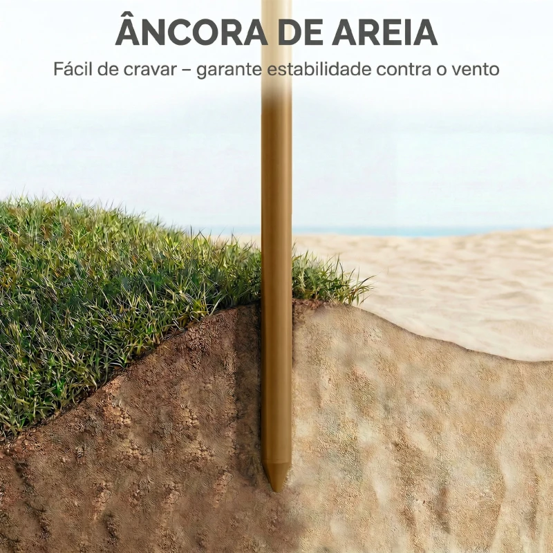 Outsunny Chapéu de Sol de Praia com Franjas de Palha Ø178 cm com Inclinação Altura Ajustável UV50+ Bolsa de Transporte Castanho Claro