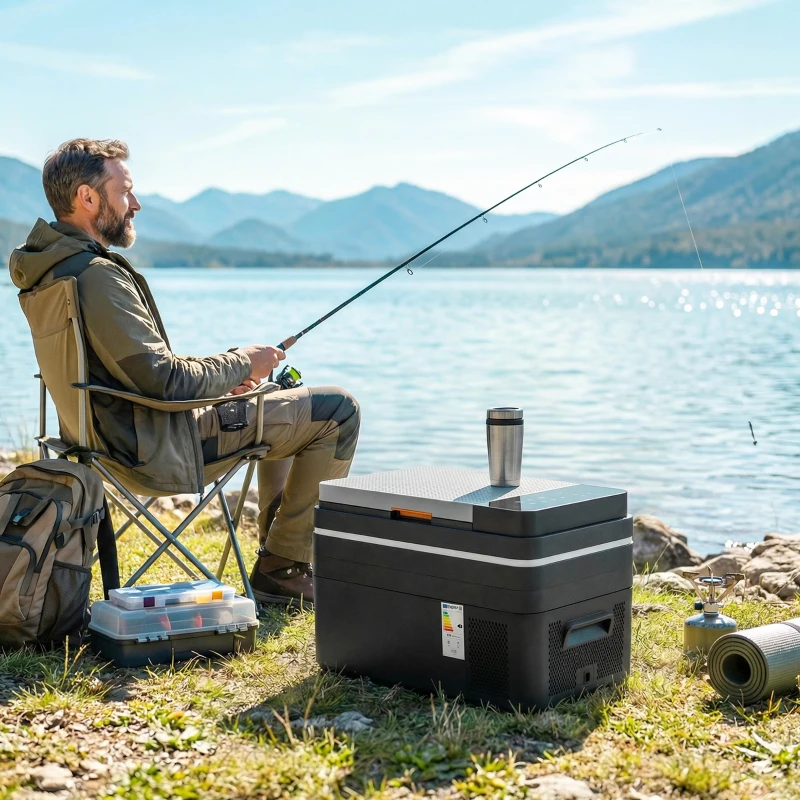 Outsunny Glacière Électrique Voiture 30L, Contrôle via Application, Modes MAX & ECO, 12V/240V, -20 à 20 °C, 62,3x37,8x37cm, Noir