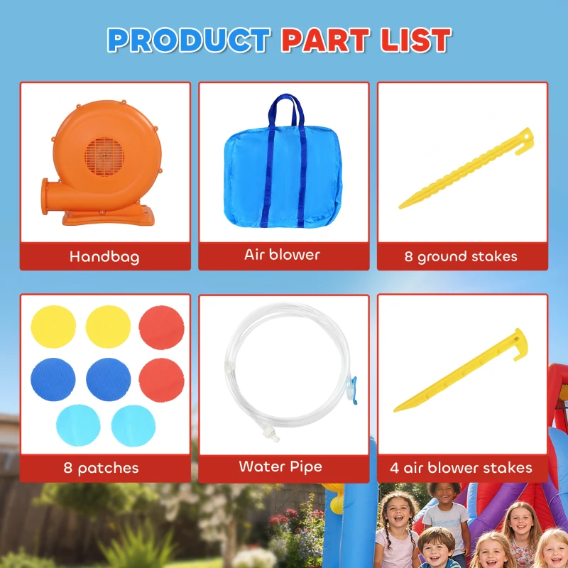 Outsunny Castello Gonfiabile per Bambini 3-8 Anni con Trampolino, Scivolo e Piscina, 435x245x200cm